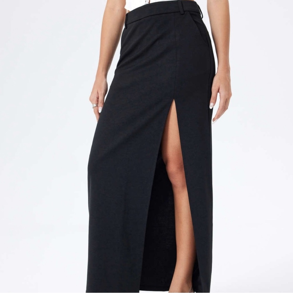Cider Black Maxi Skirt High Slit- XXS